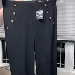Wide leg high rise dress pants, color black